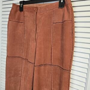 100% Suede Leather Pants MED Boho Cottage patchwork Design Robert Louis Designer
